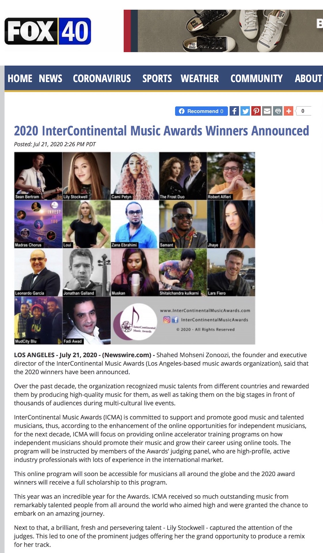 InterContinental Music Awards in fox news