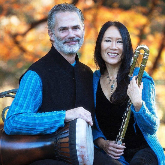 Portrait of Suzanne Teng & Gilbert Levy, winner of InterContinental Music Awards 2022, posing for their award