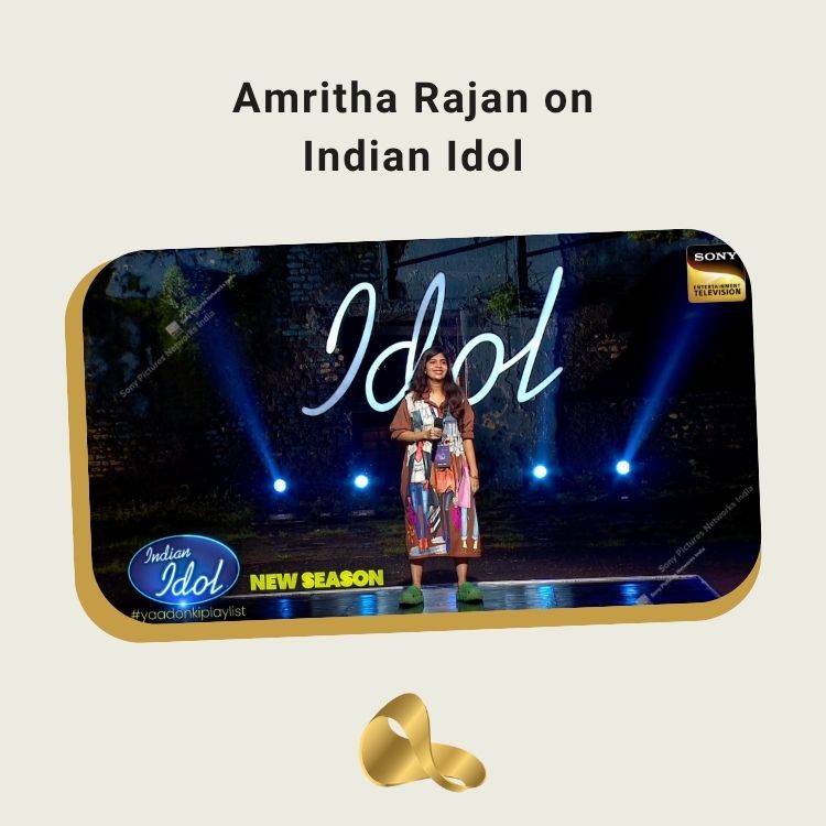 Amritha Rajan performing on Indian Idol Season 16 after being recognized as an InterContinental Music Awards alumna
